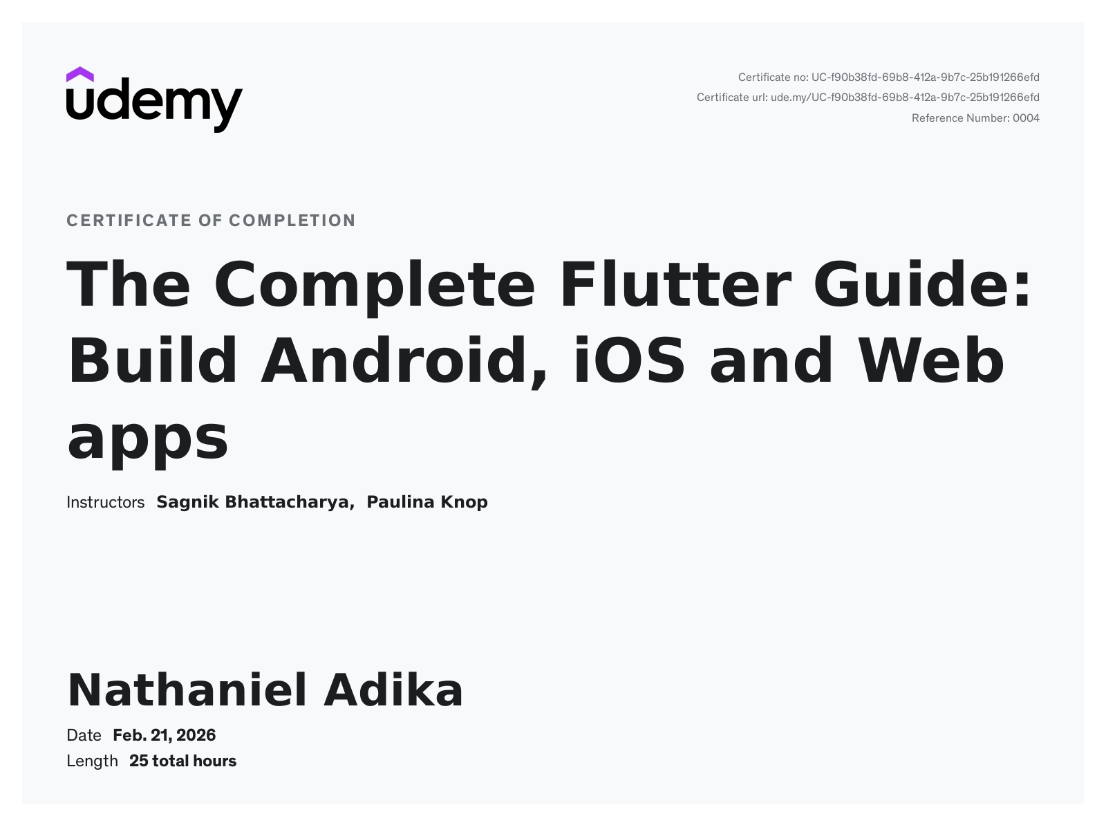 certificate / profile